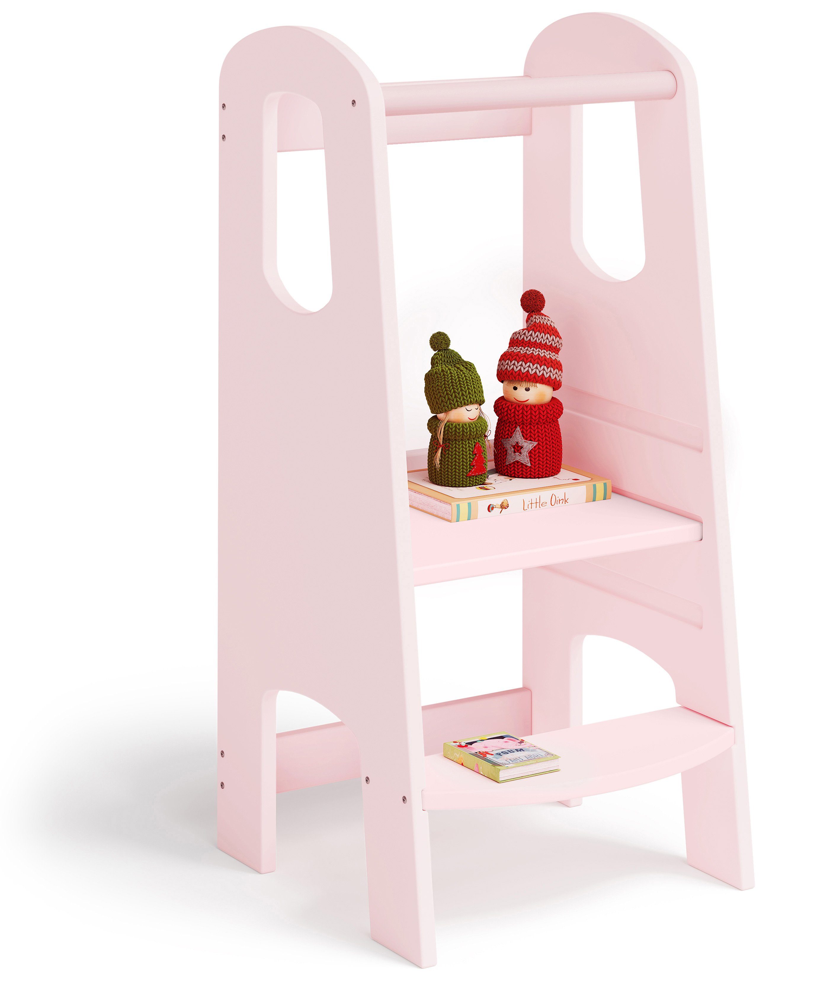Bellabino Stehhilfe Lernturm Luni, 3-fach höhenverstellbar, aus Birke Sperrholz, rosa