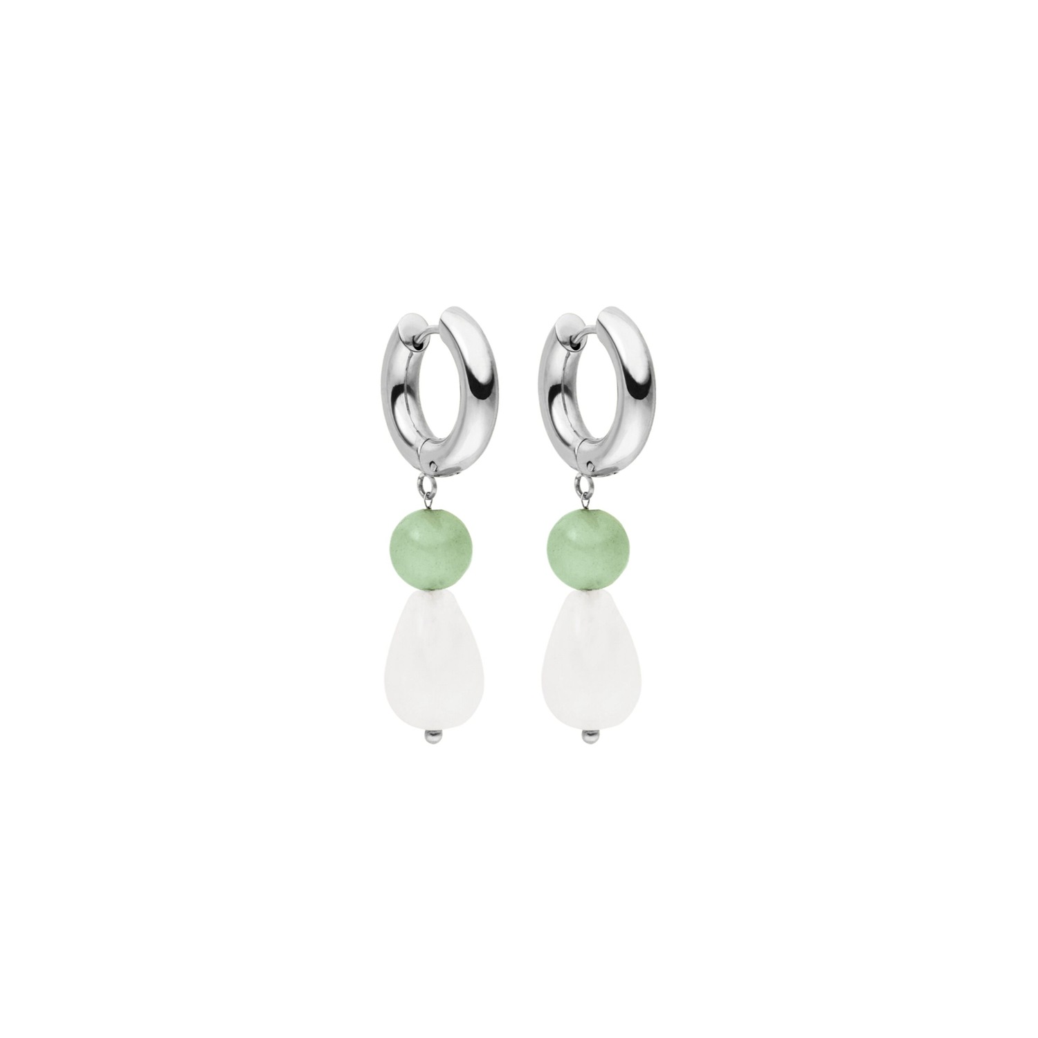 100% Edelstahl Clear Quartz Drop mit einer Perle aus Aventurin