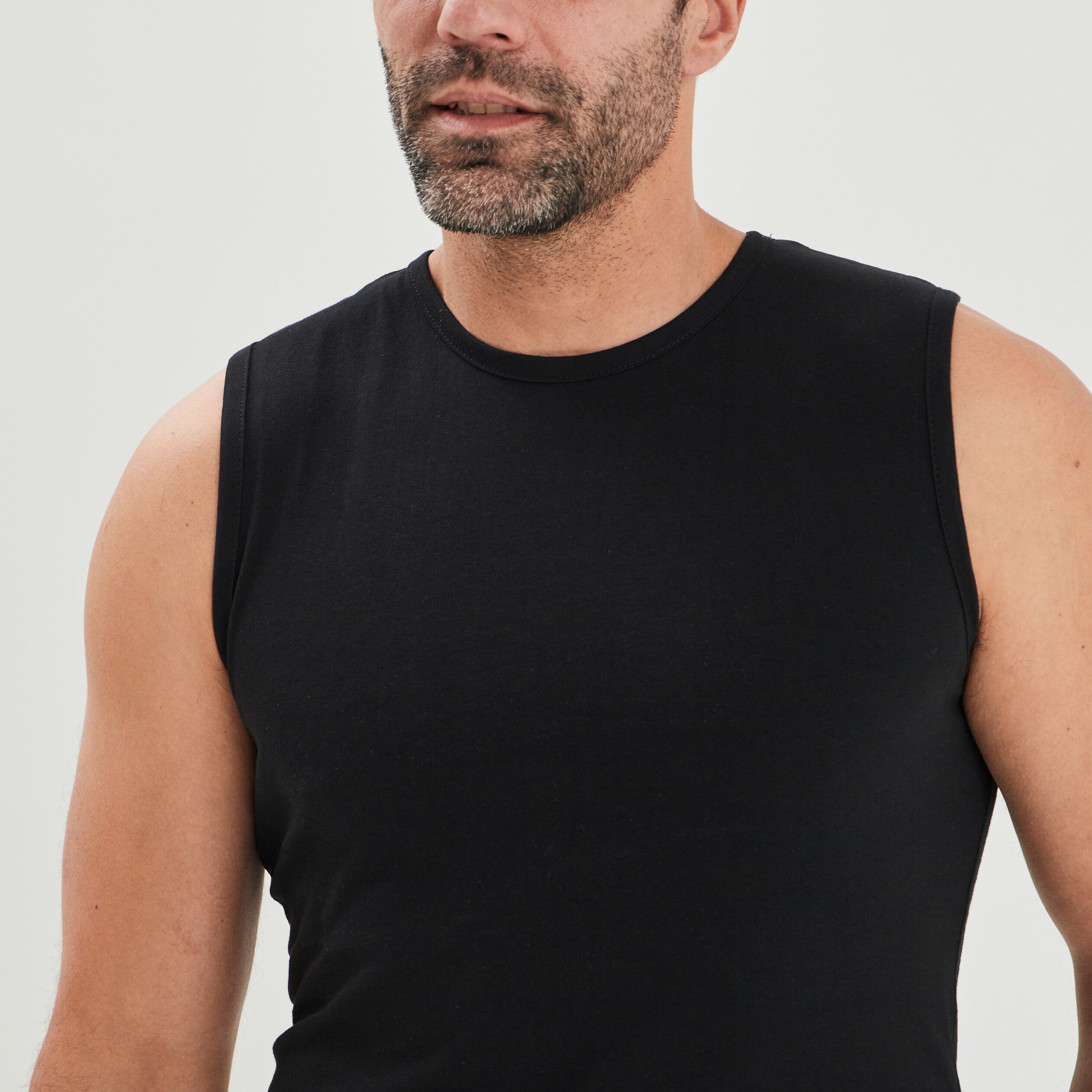 Débardeur droit bretelles larges coton noir homme | La Halle