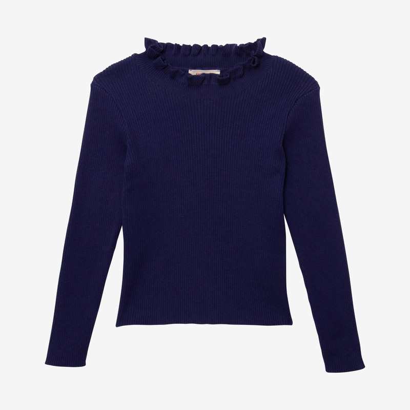 Pull fille tricot côtelé indigo bleu Catimini