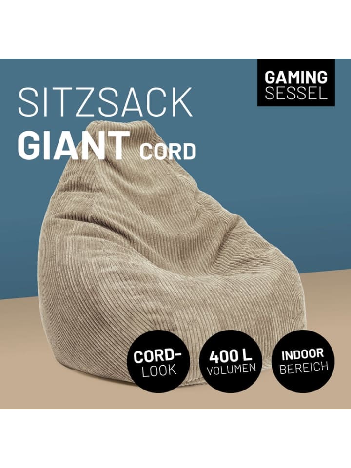 Lumaland LUMALAND Sitzsack GIANT aus der Cord-Reihe, 135 x 100 cm - Bezug soft & waschbar günstig kaufen onesize