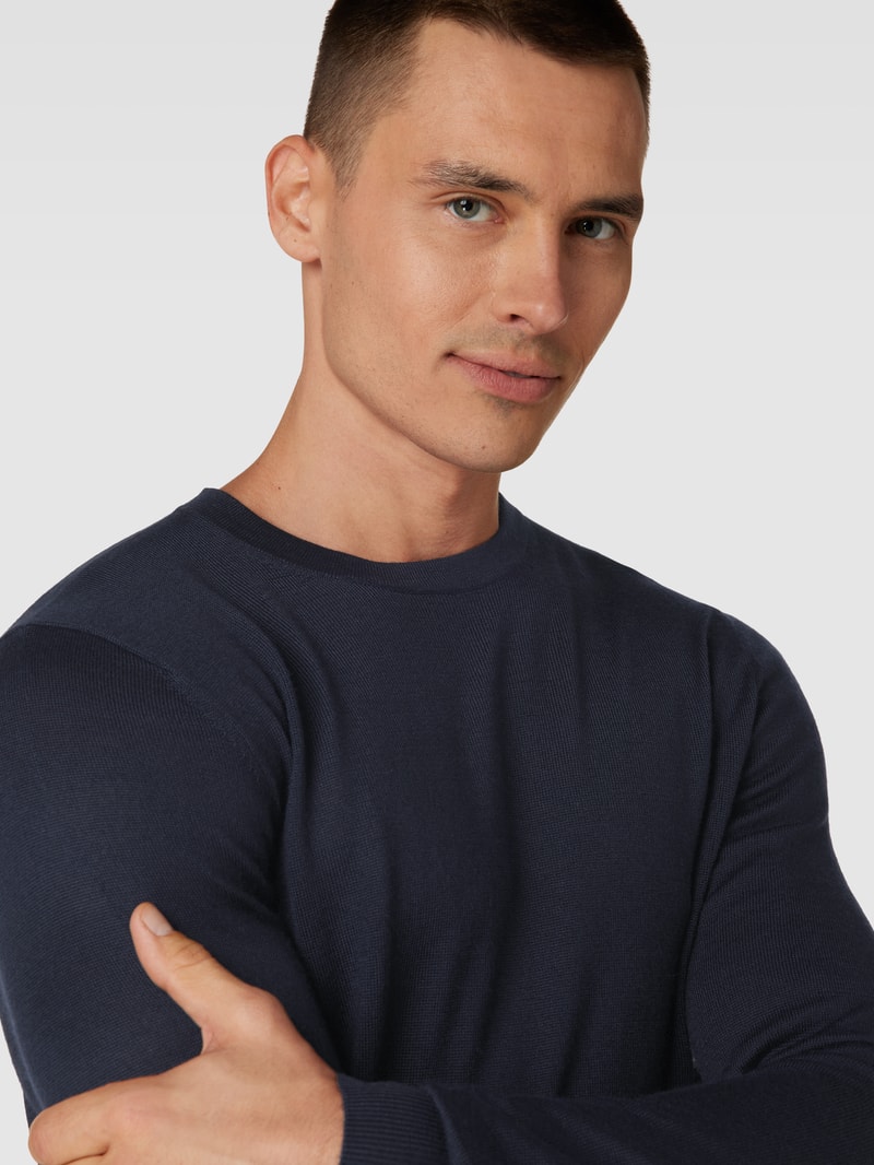 Longsleeve aus Woll-Mix in marineblau