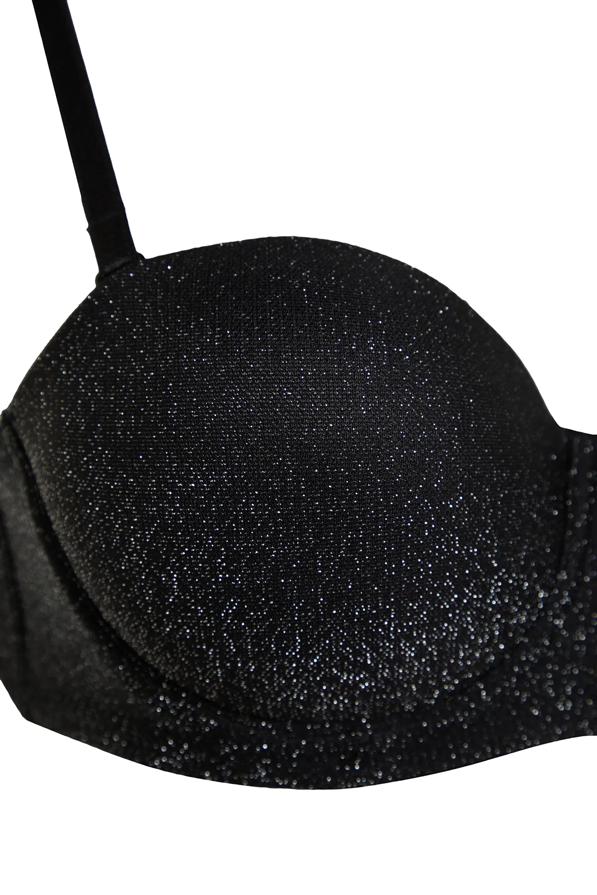 Trendyol Collection  Schwarzer Push-Up-Straplast-Strick-BH aus glänzendem Polyamid THMSS24SU00025