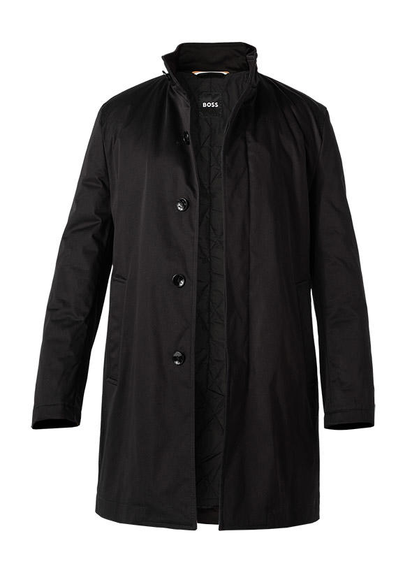 BOSS Black, Mantel, Regular Fit, Baumwolle wattiert, schwarz