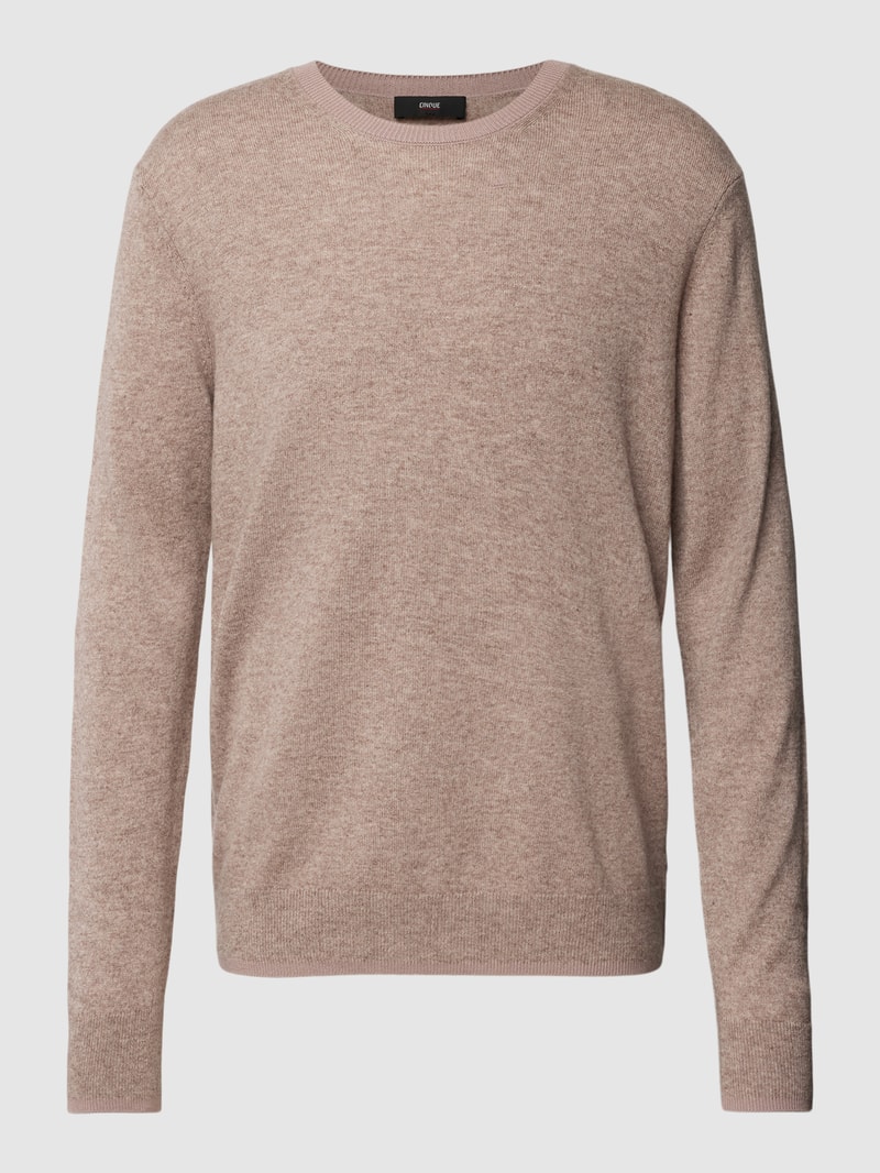 Strickpullover mit Rundhalsausschnitt Modell 'Sano' in taupe