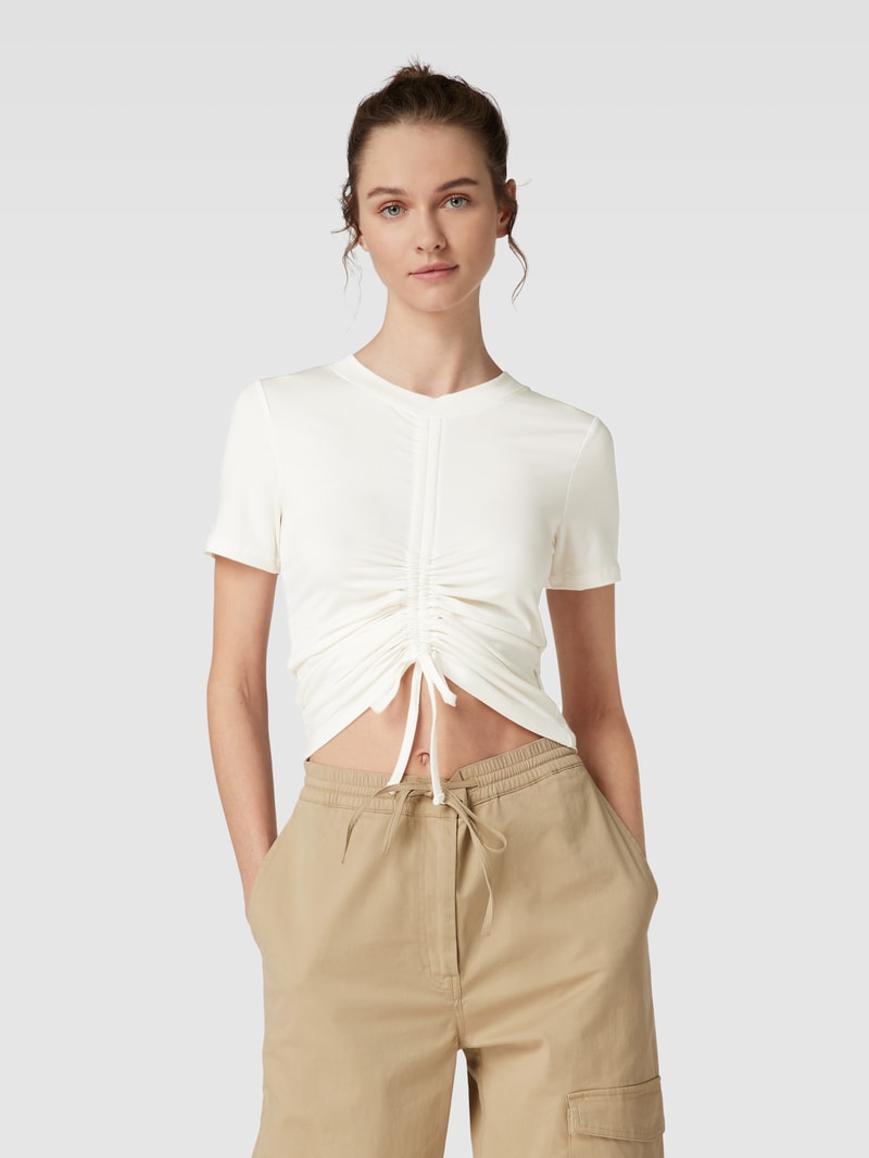 T-Shirt mit Tunnelzug-Schnürung in offwhite