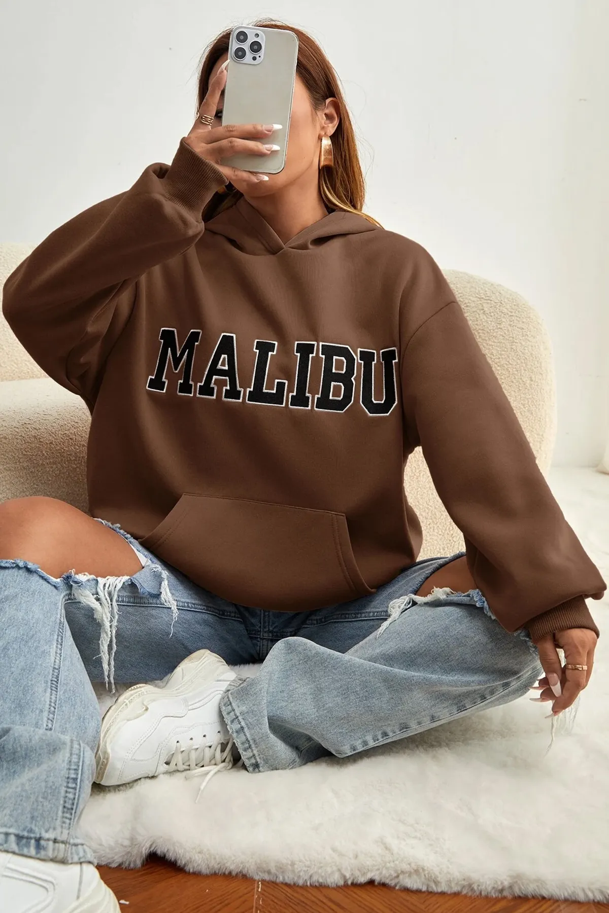uyguntarz  Unisex-Sweatshirt mit Malibu-Aufdruck in Übergröße