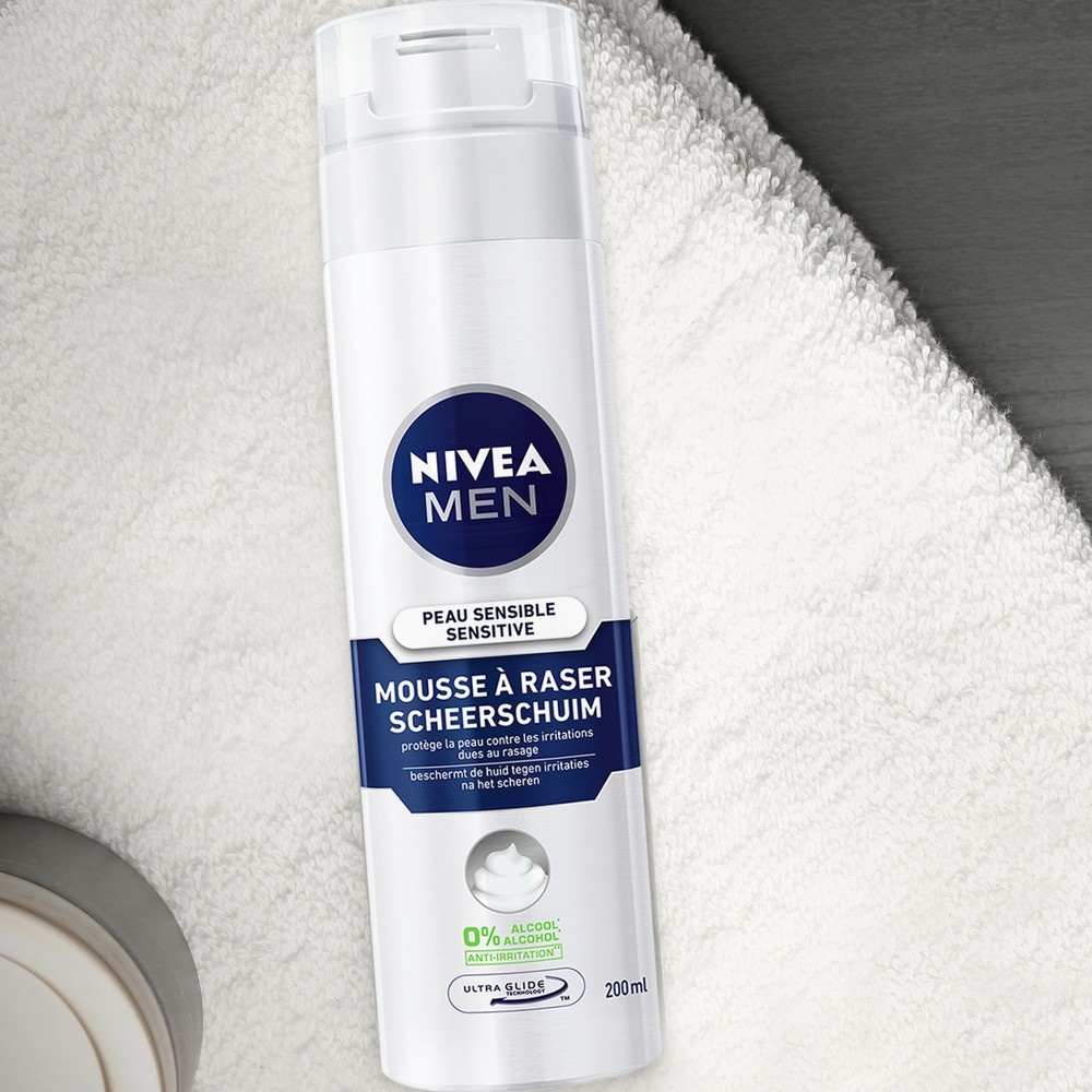nivea SENSITIVE - Mousse à raser 0% alcool à la Camomille Rasage homme