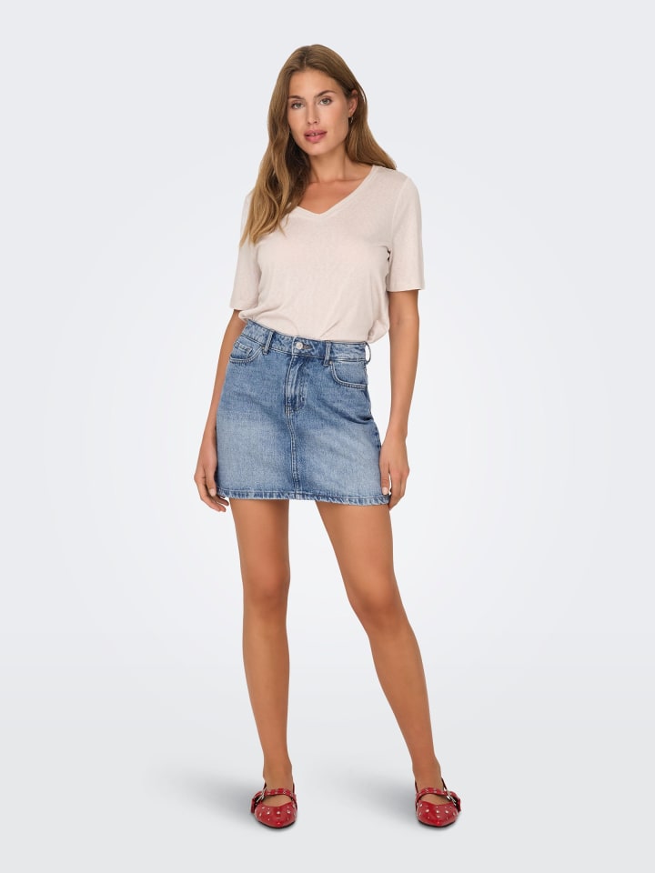 ONLY Jeansrock im Five-Pocket-Design mit Reißverschluss in Hellblau günstig kaufen
