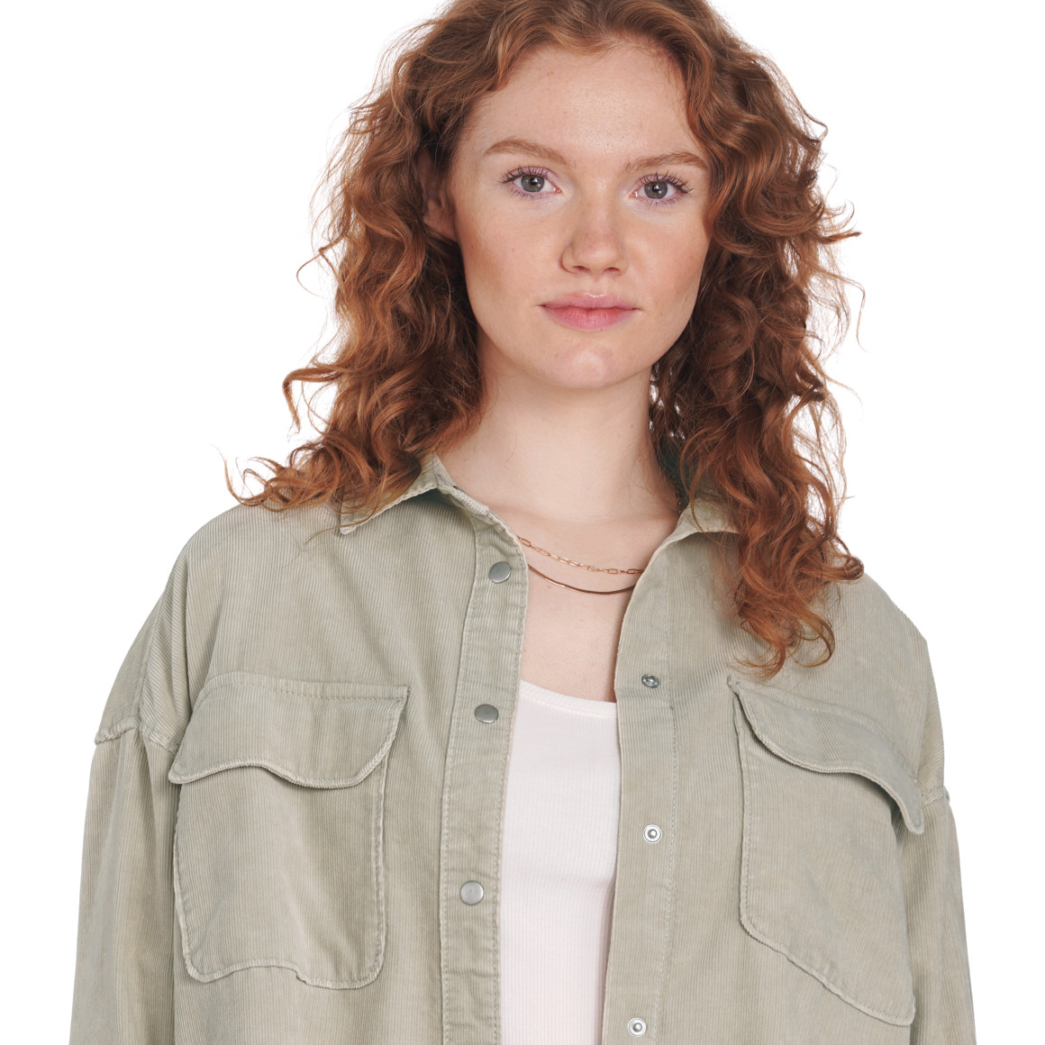 Damen Oversize-Cordhemd unifarben