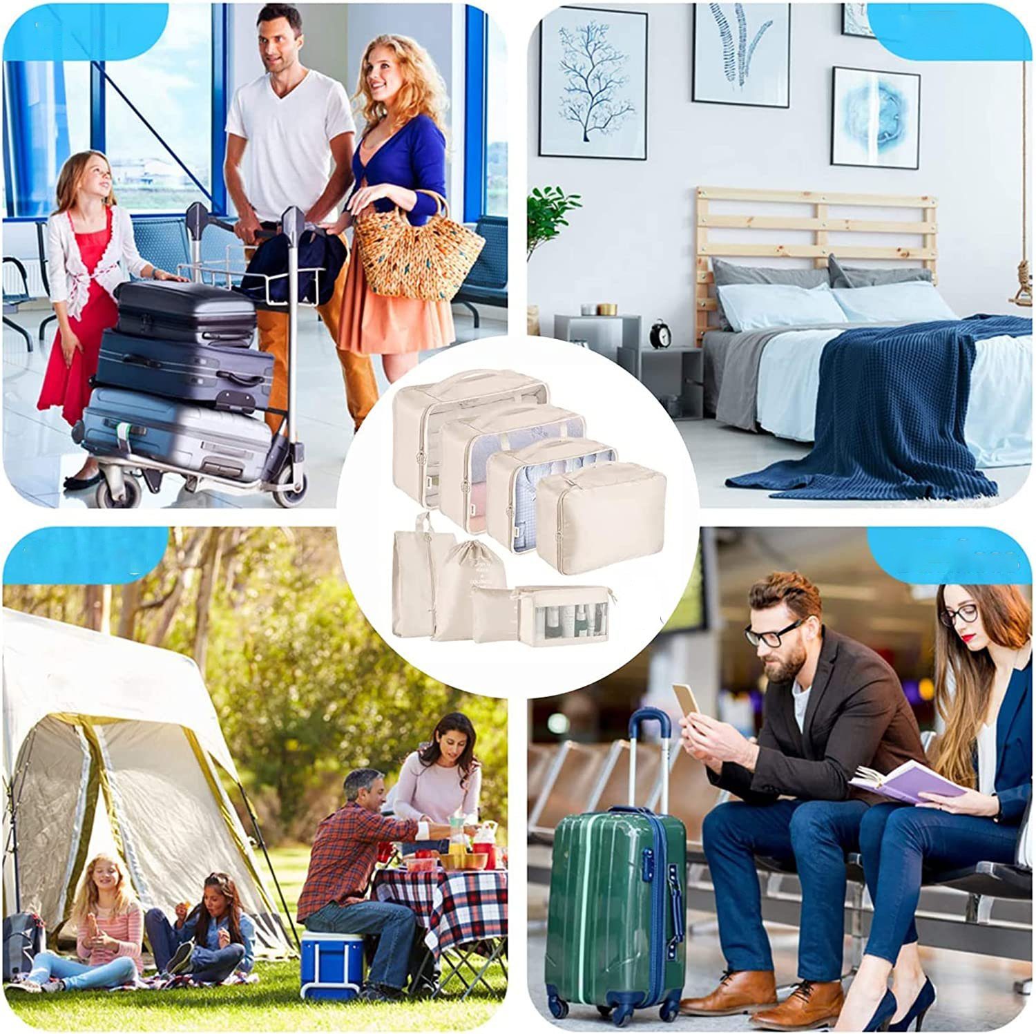 Bedee Kofferorganizer 9 Teilige Koffer Organizer Packing Cubes Kleidertaschen (9-tlg)