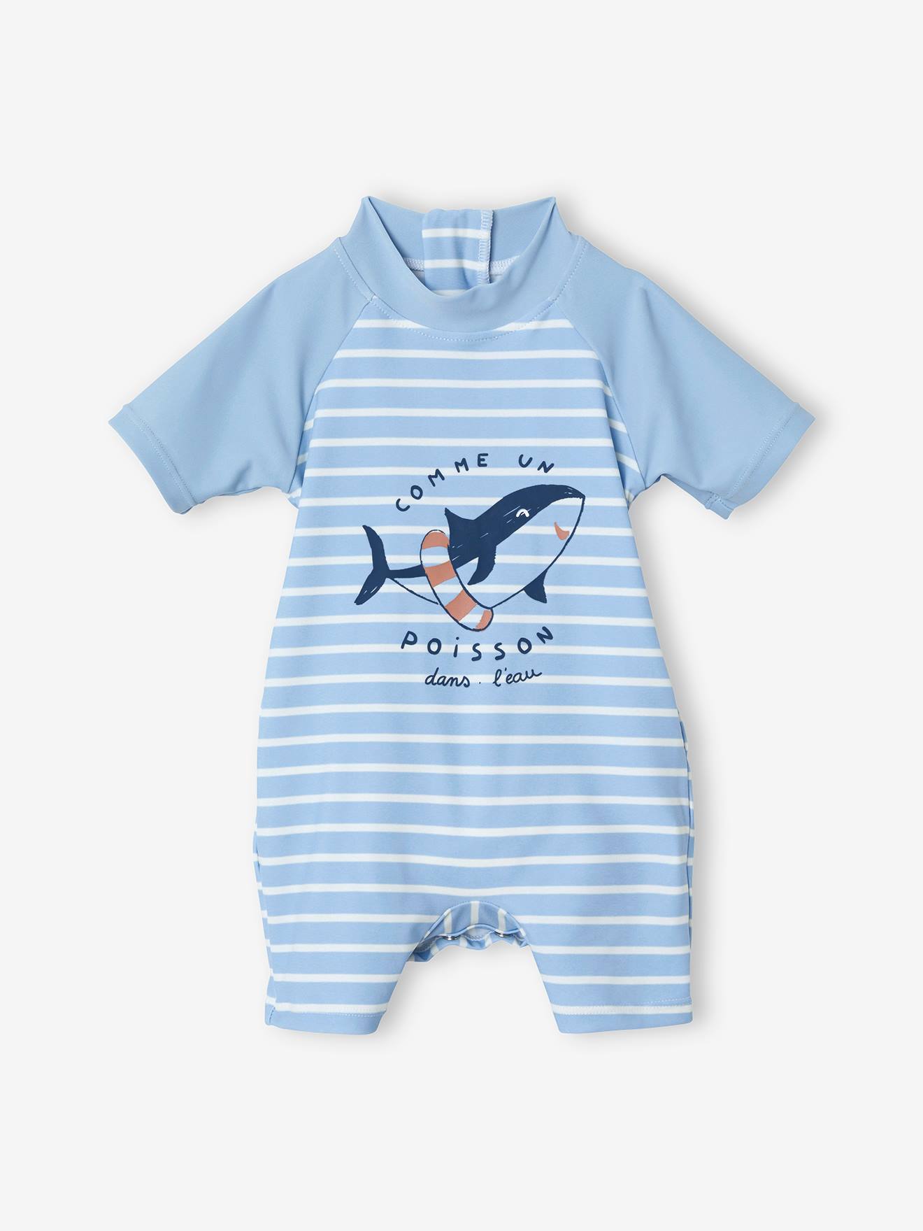 Combinaison anti-UV bébé garçon bleu clair rayé