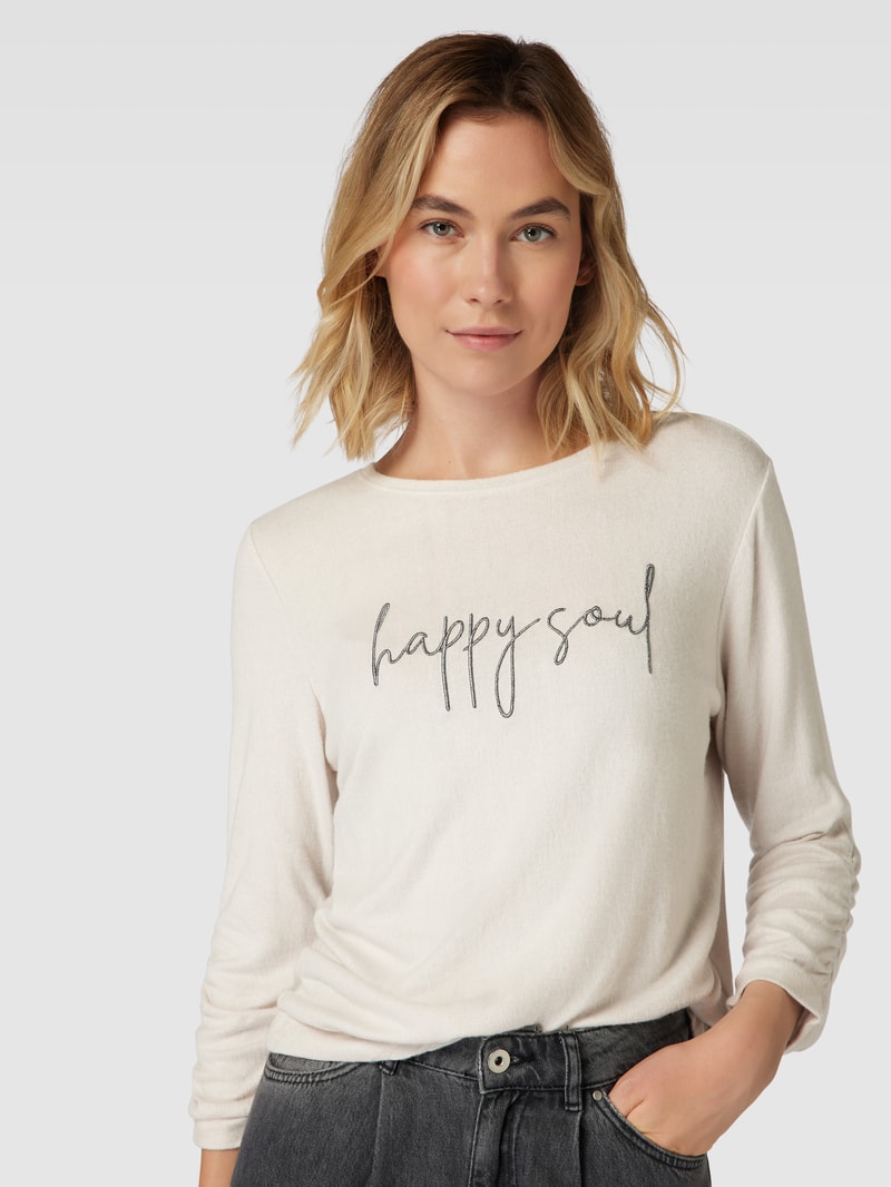Longsleeve aus Viskose-Mix mit 3/4-Arm in hellgrau meliert
