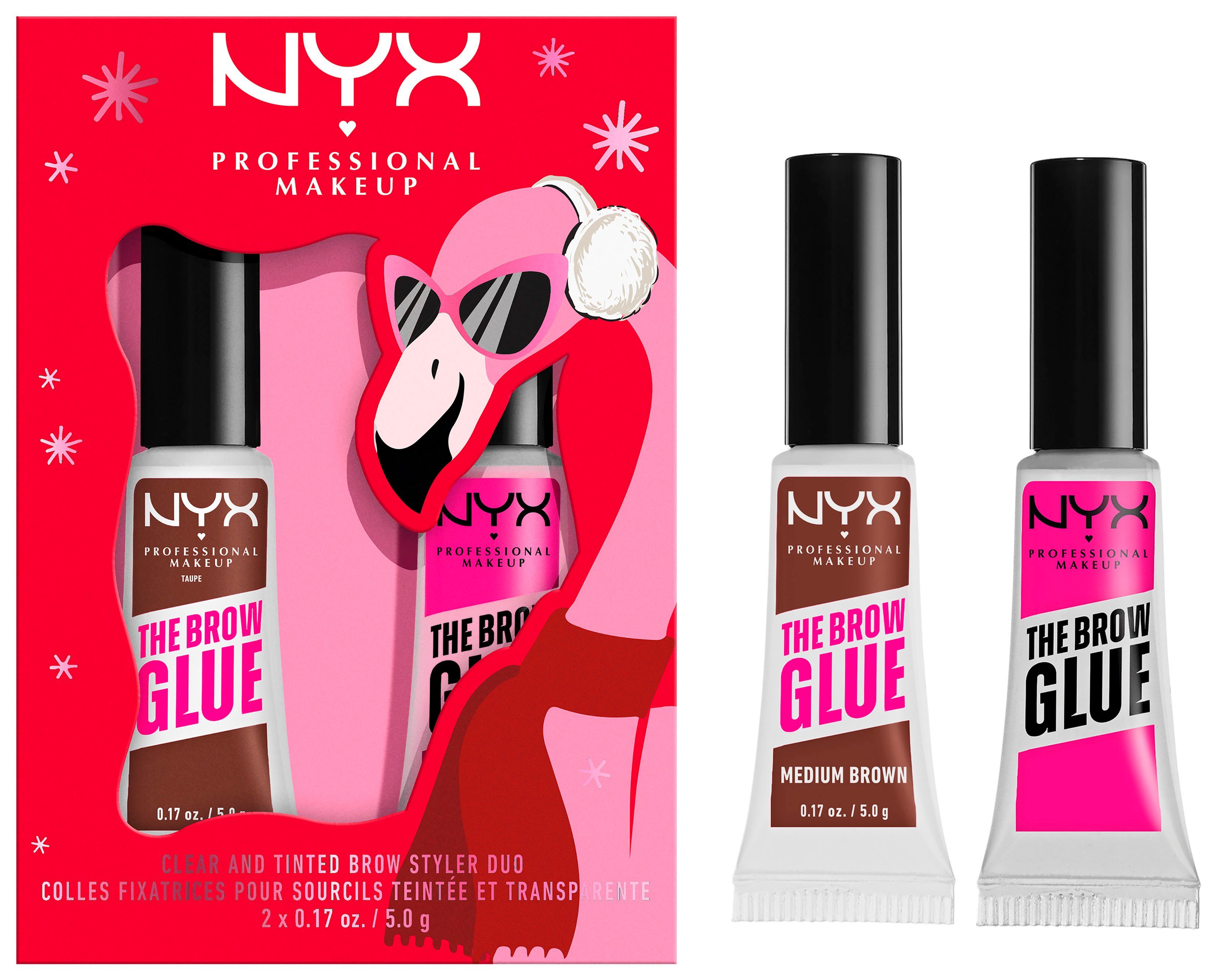 NYX Kosmetik-Set NYX Professional Makeup Brow Glue Stick Duo, Textur Gel, Finish deckend