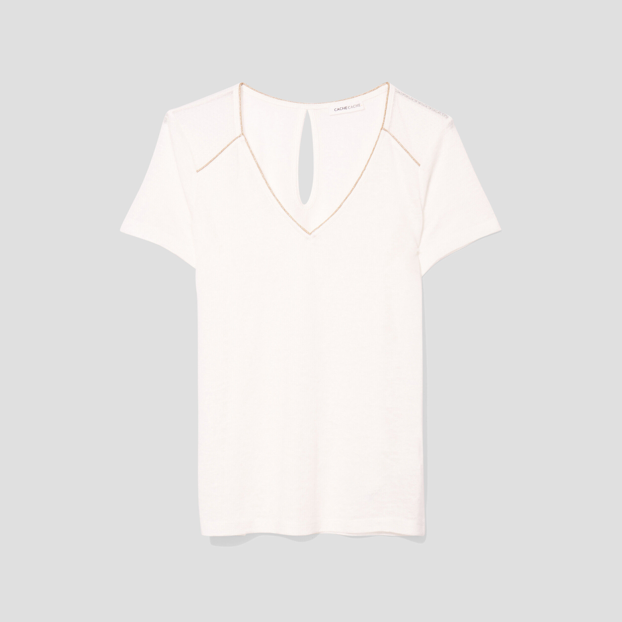 T-shirt manches courtes ecru femme | Cache Cache