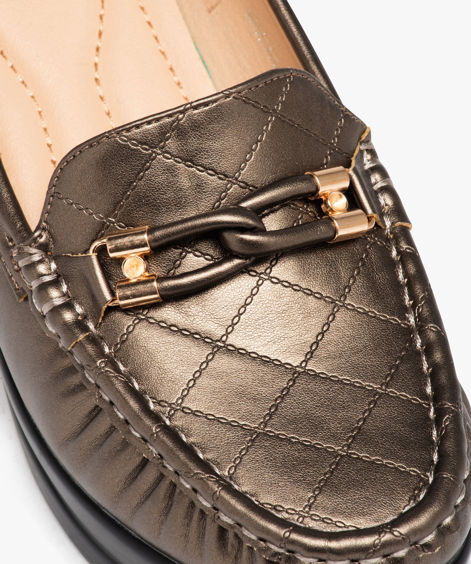 Mocassins femme confort dessus uni effet métallisé à seme... bronze | GEMO