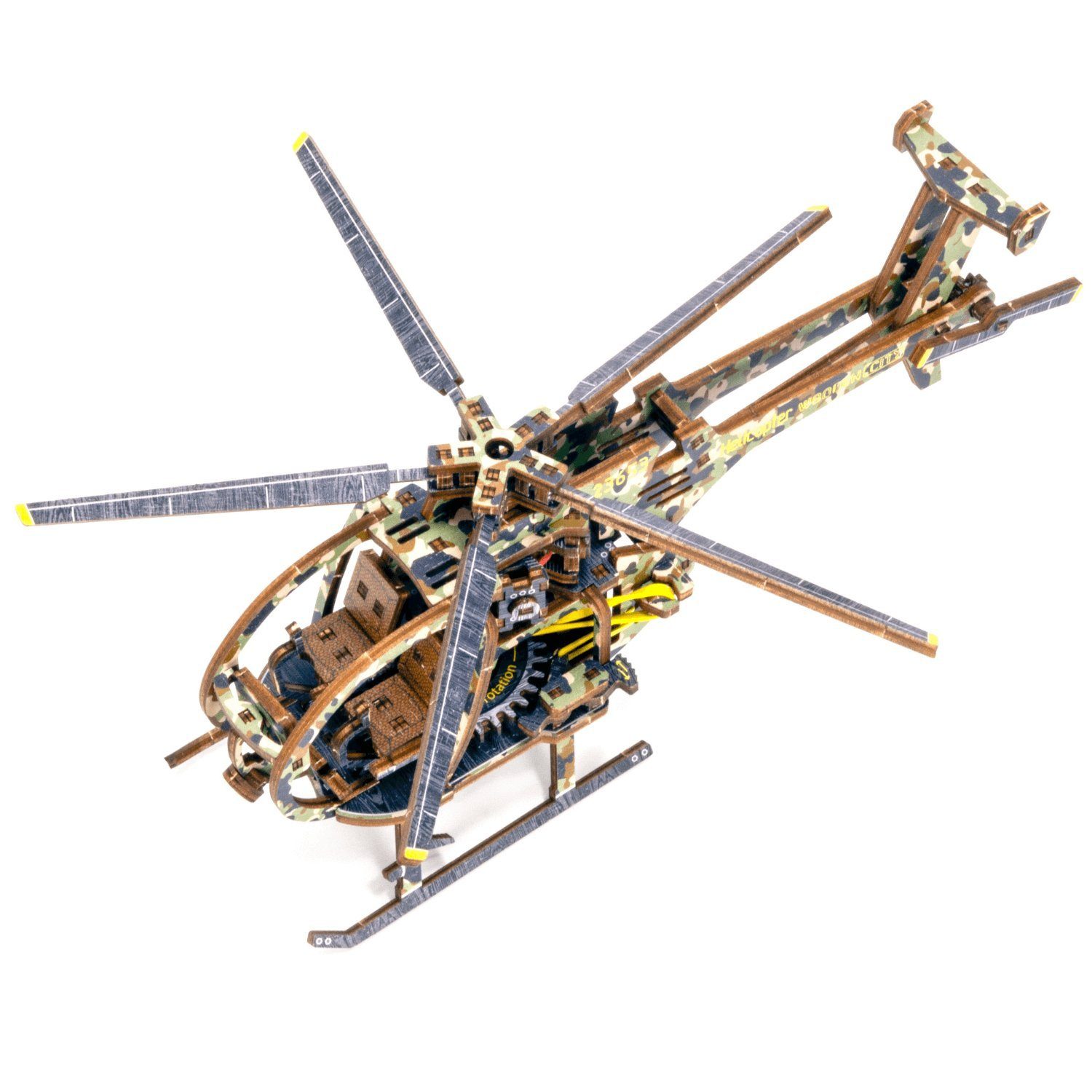 Wooden City Puzzle WoodenCity Helikopter Limited Edition Mechanisches Holzpuzzle, 194 Puzzleteile