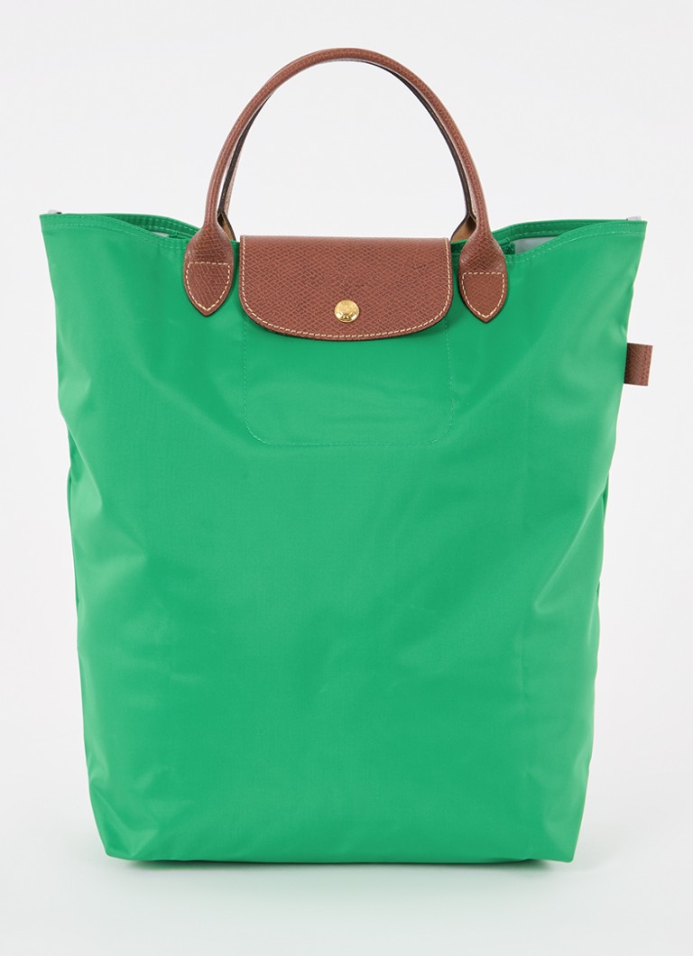 Geantă Longchamp Le Pliage Original, mărimea M, cu detalii din piele.