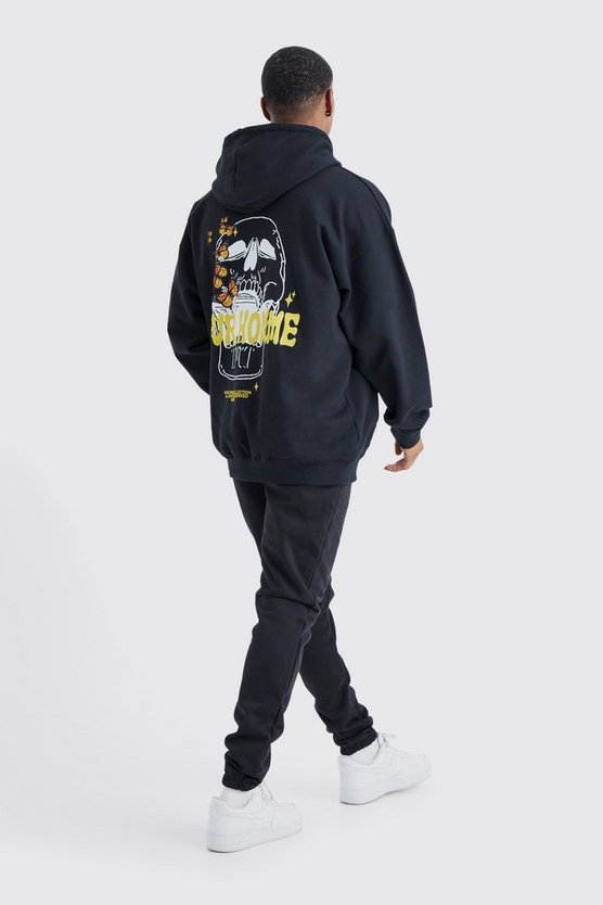 Oversize Hoodie mit Pour Homme Totenkopf-Print