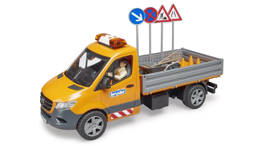 BRUDER - MB Sprinter Kommunal mit Light & Sound Modul, Fahrer und Zubehör 02677