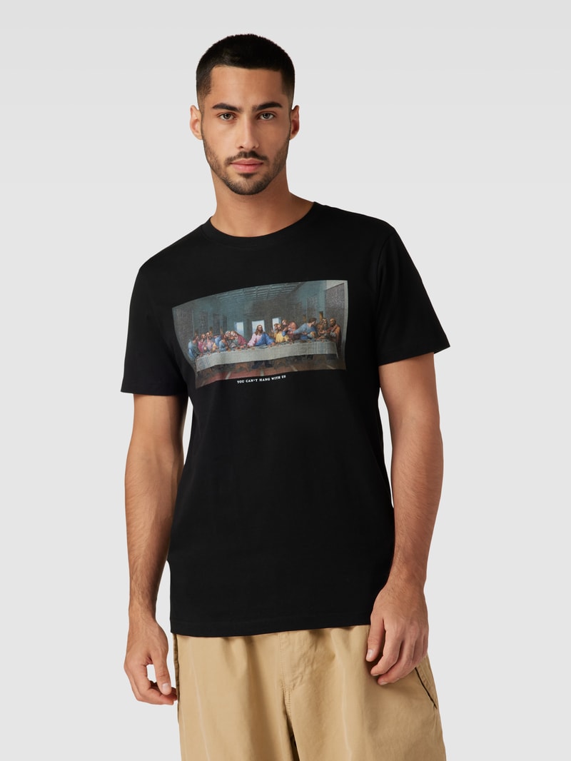 T-Shirt mit Rundhalsausschnitt Modell 'Can´t Hang With Us in schwarz