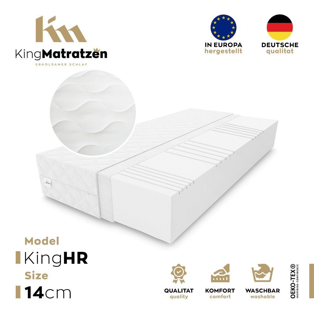 Kaltschaummatratze Matratzen rollmatratze Multi- Zonen H3 KingHR 90 x 200 x 14 cm, KingMatratzen, 14 cm hoch