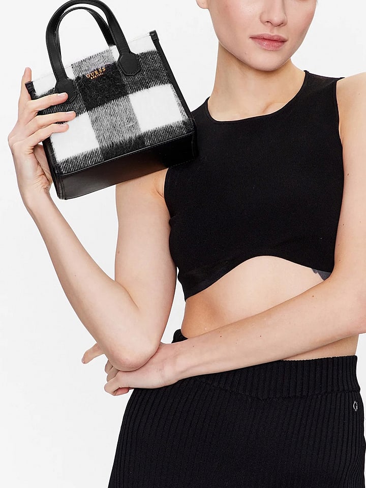 Guess Henkeltasche in Schwarz/ Weiß - (B)20 x (H)17 x (T)8 cm günstig kaufen onesize