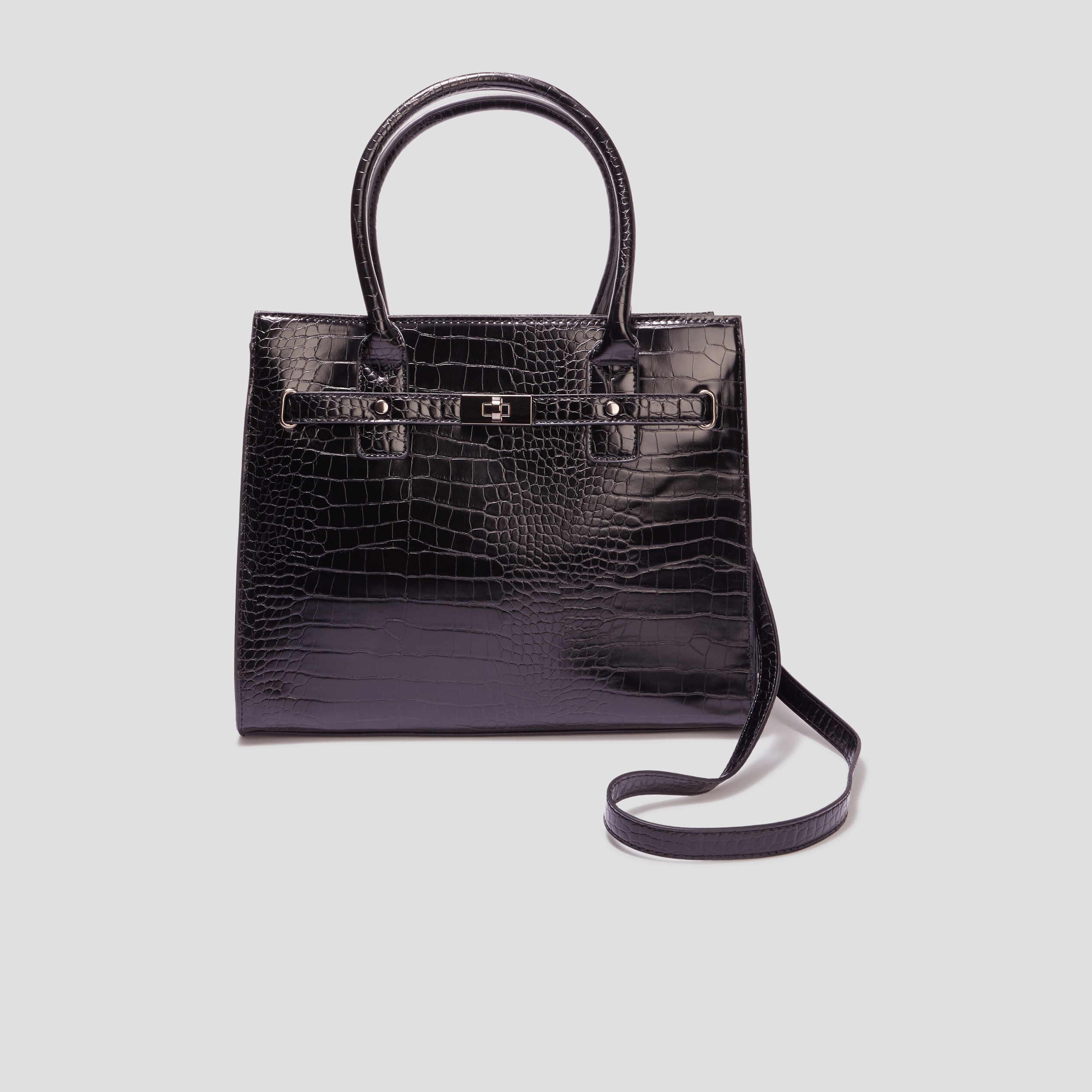 Sac à main aspect croco noir femme | La Halle