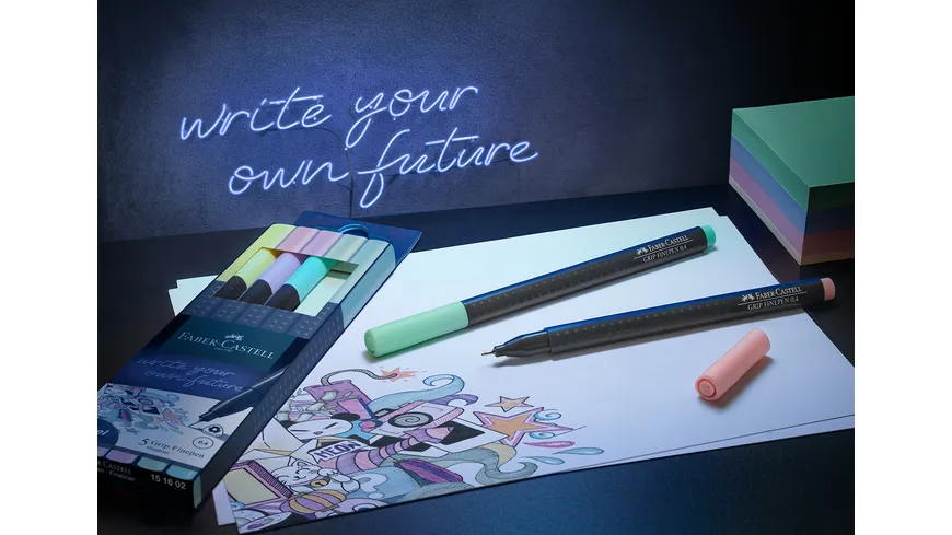 FABER-CASTELL Grip Finepen pastell 5er Set