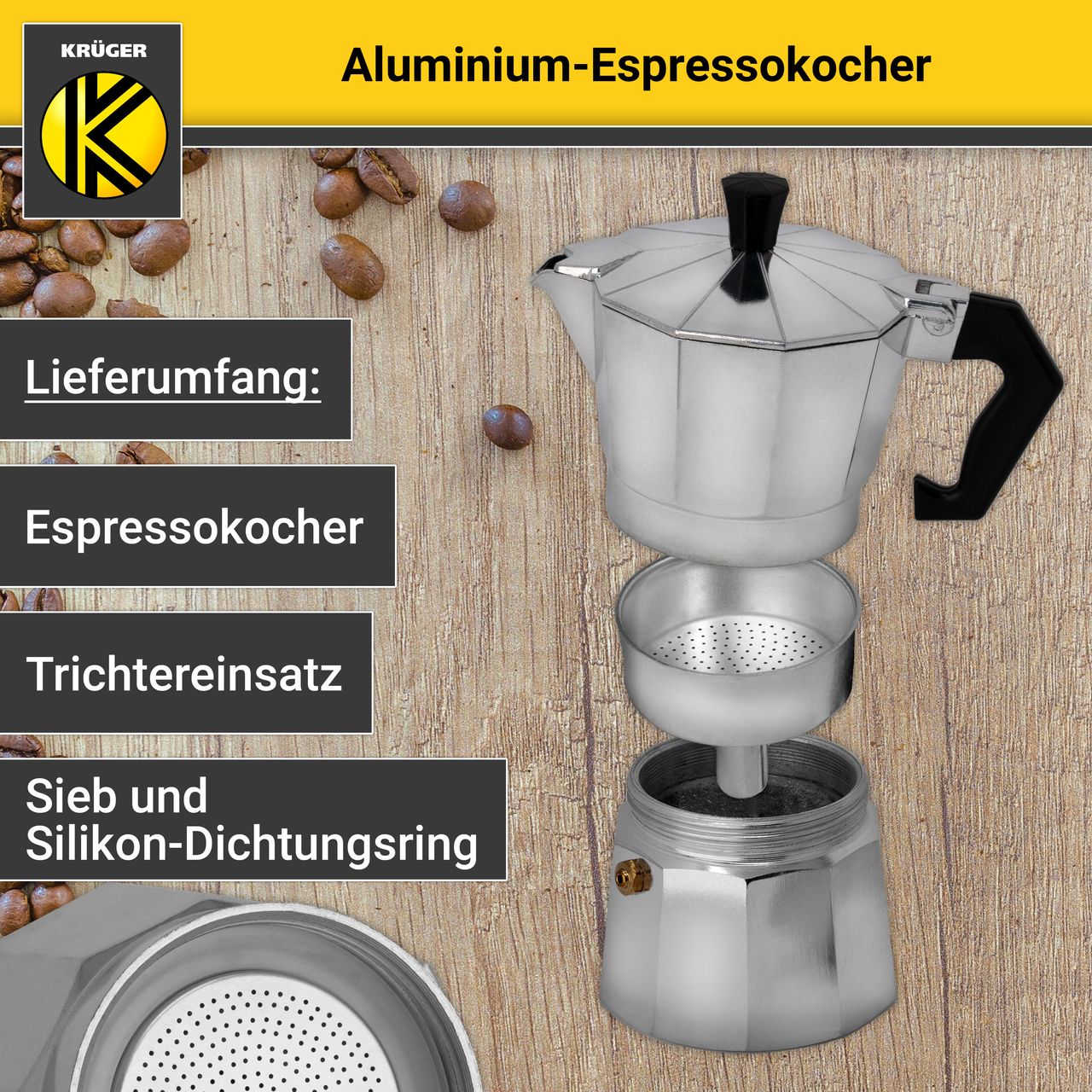 Karl Krüger Alu-Espressokocher ITALIANO, 12 Tassen
