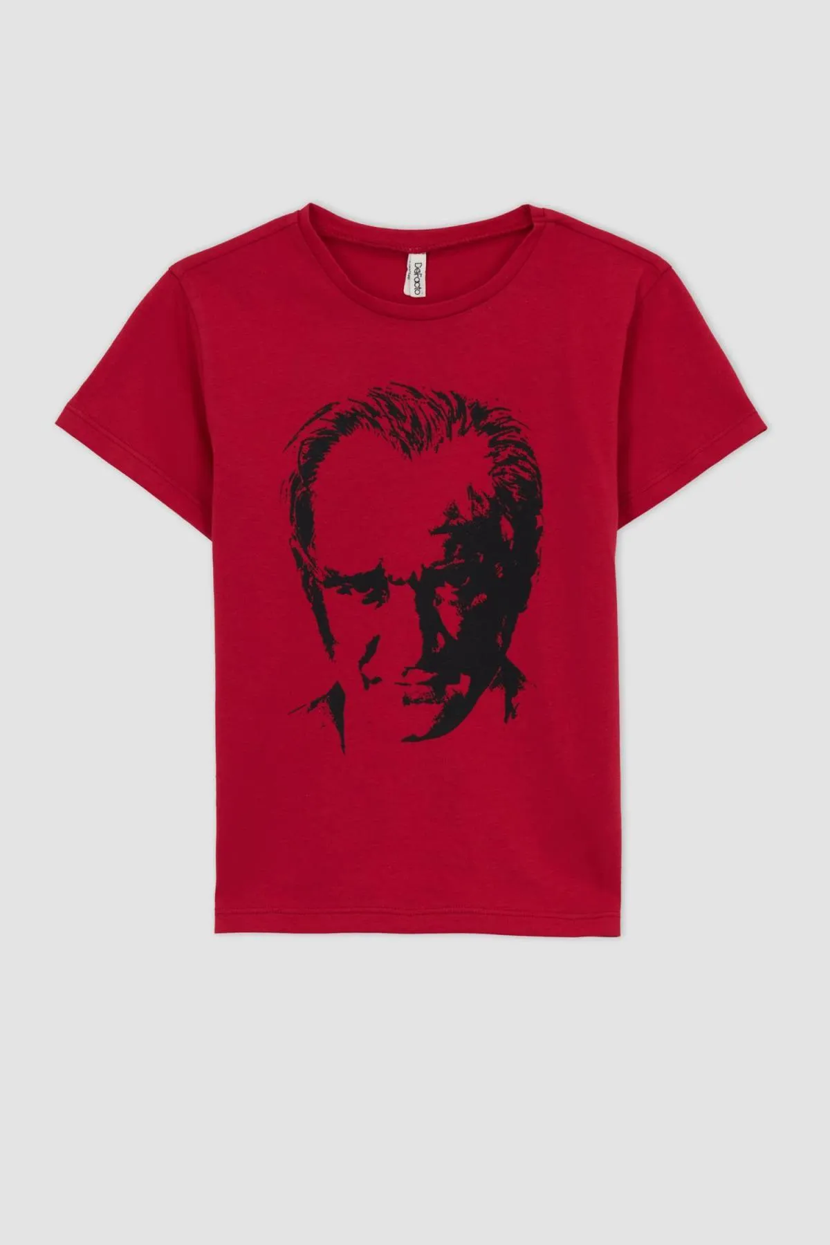 DeFacto  Rotes kurzärmliges Mädchen-T-Shirt mit Atatürk-Aufdruck - Tyc00689968439