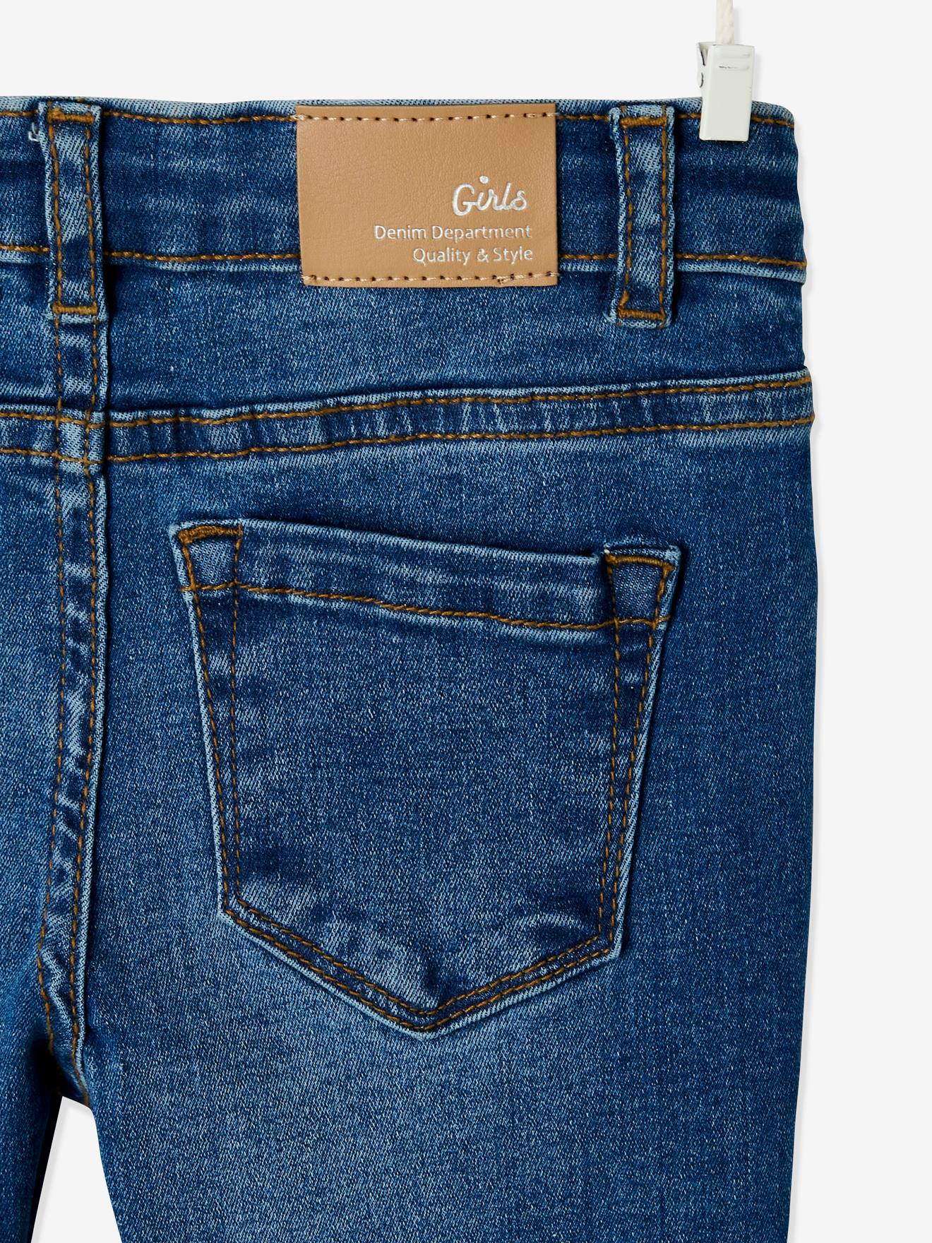 Vertbaudet Mädchen Slim-Fit-Jeans WATERLESS, Hüftweite COMFORT - dark blue