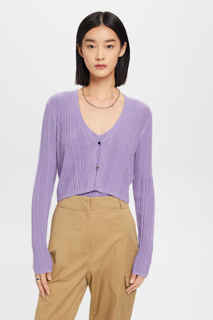 Verkürzter Cardigan mit Rippmuster