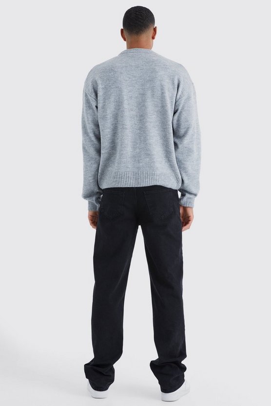 Tall kastiger gerippter Homme Strick-Pullover