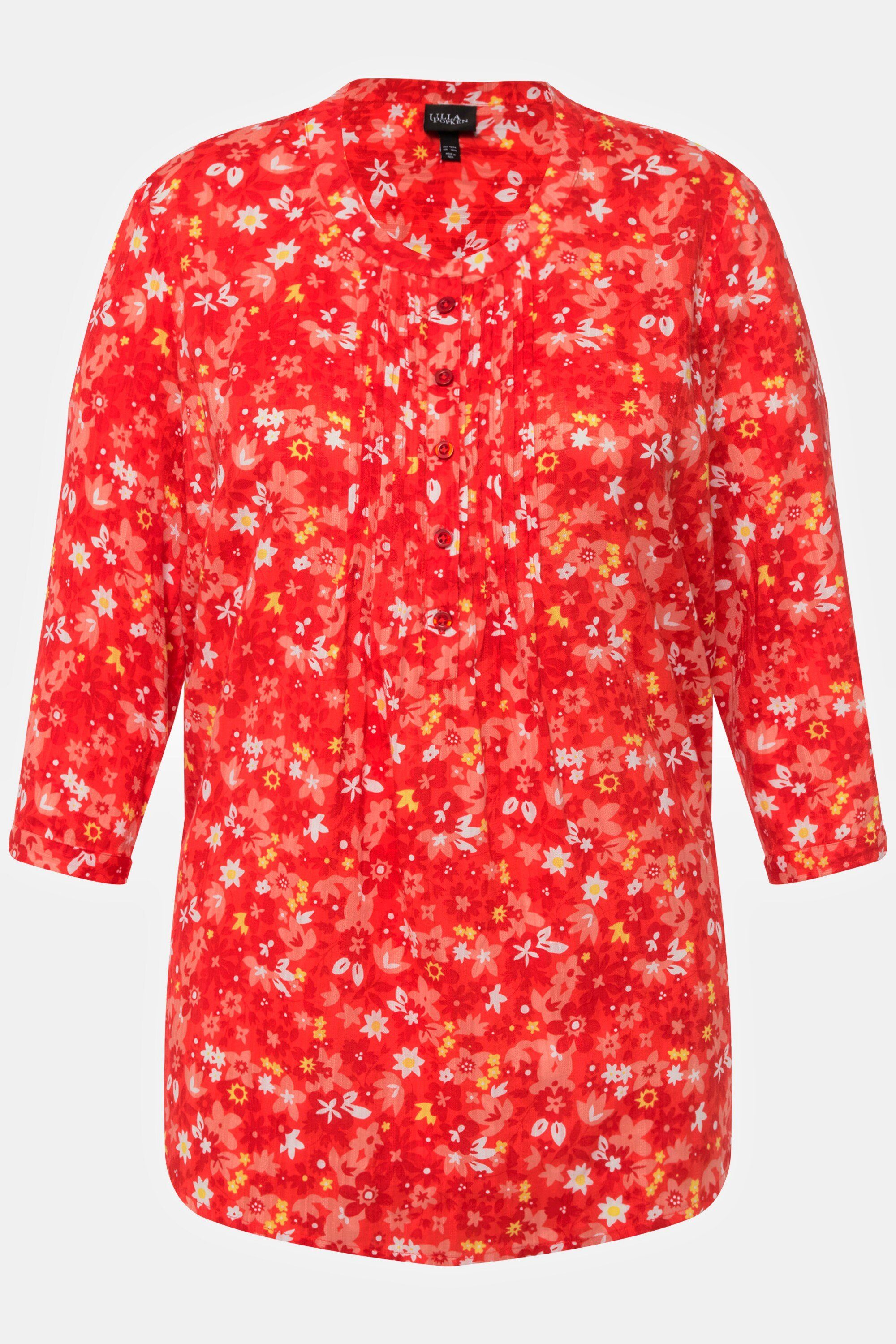 Ulla Popken Tunika Tunika florales Muster Tunika-Ausschnitt 3/4-Arm