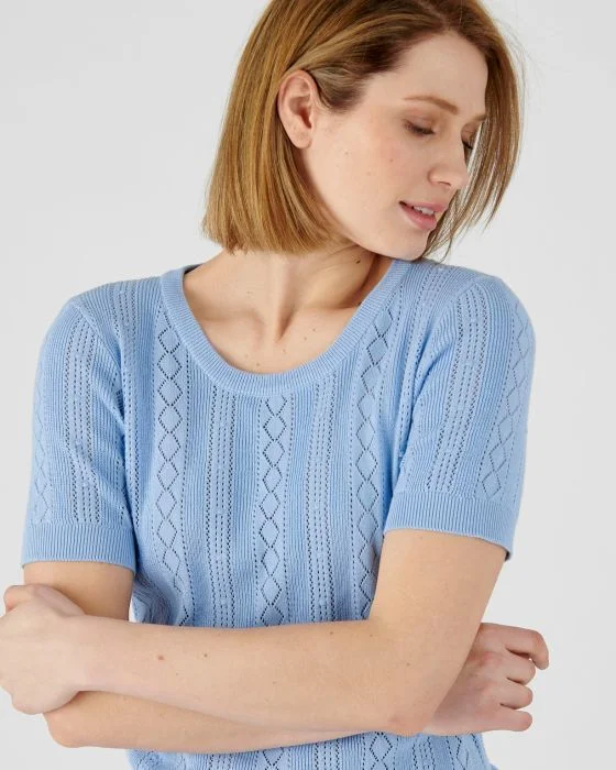 Pull ajouré manches courtes