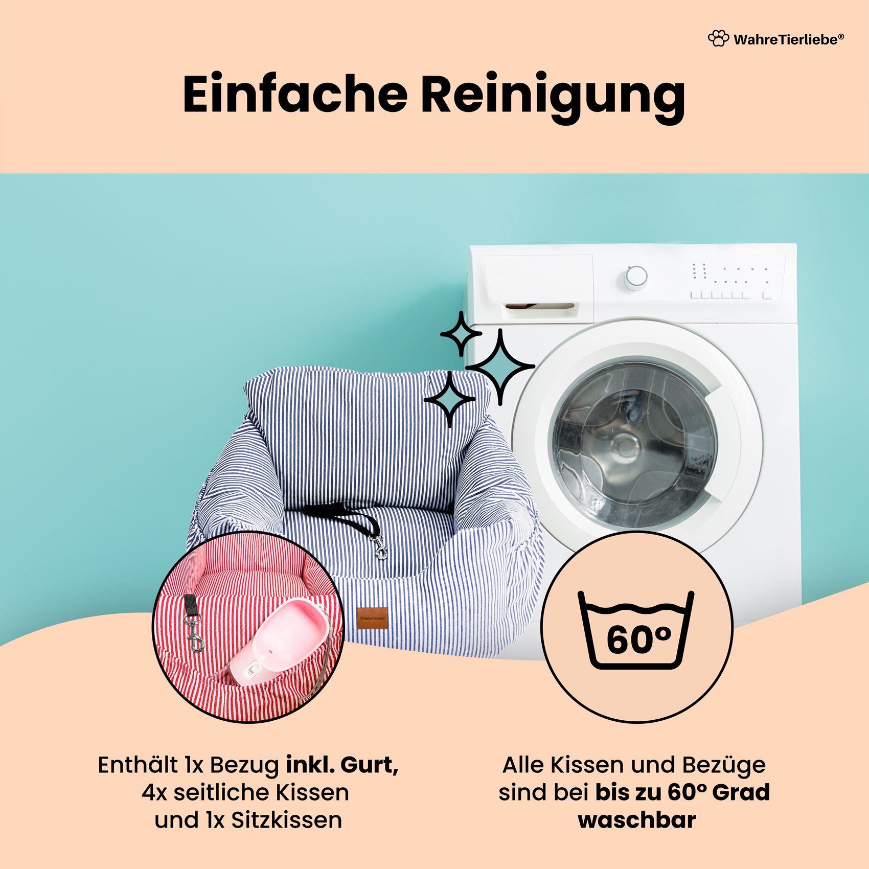 Wahre Tierliebe Hunde-Transportbox Hunde Autositz inkl. Sicherheitsgurt, Verschiedene Größen, Verschiedene Farben
