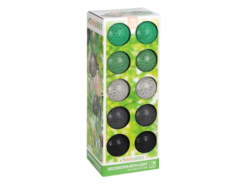 Pro Garden Baumwollkugeln grüne Lichterkette