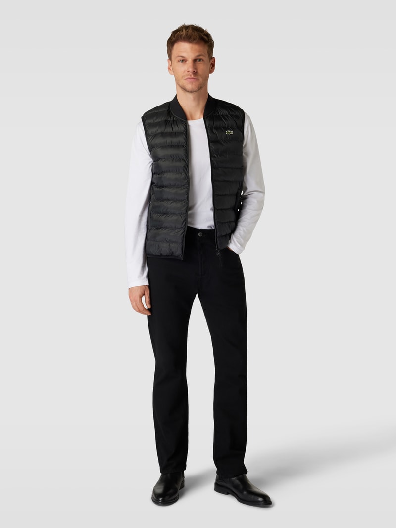 Steppweste mit Label-Stitching in schwarz