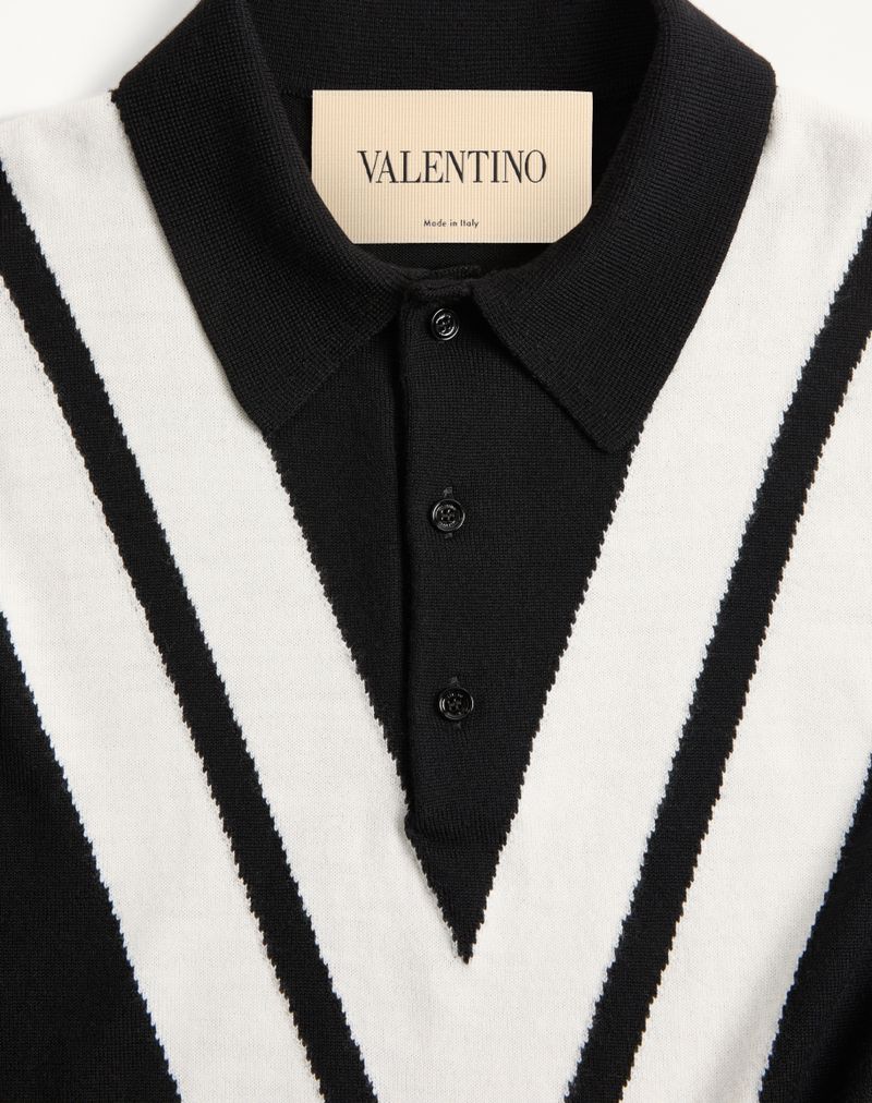 Valentino wollen poloshirt met ingelegde V-vorm