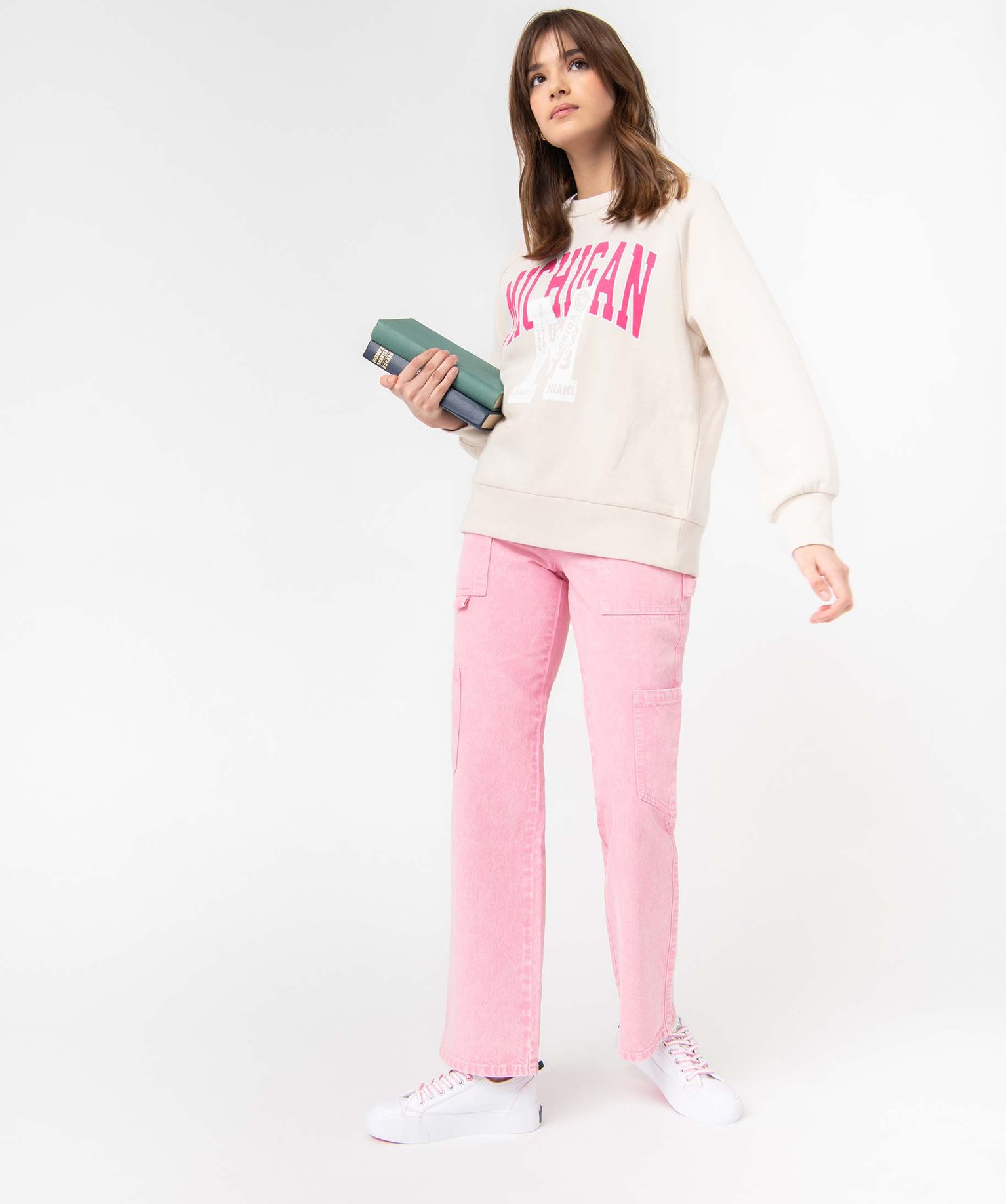 Sweat femme molletonné avec inscription - Camps United ecru | GEMO