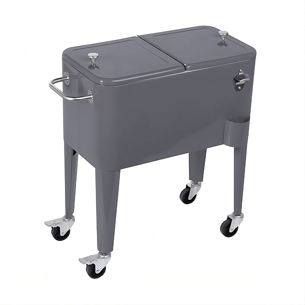 boho living® Trolley-Kühlbox RetroChill, 57 l, mit Flaschenöffner, Griff und feststellbaren Rollen
