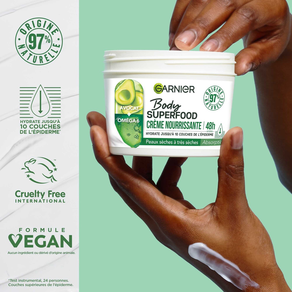 garnier Garnier Body Superfood Crème nourrissante Avocat Oméga 6 380ml Crème corps nourrissante Avocat Oméga 6