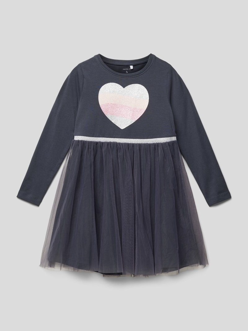 Knielanges Kleid mit Rock aus Tüll in blau