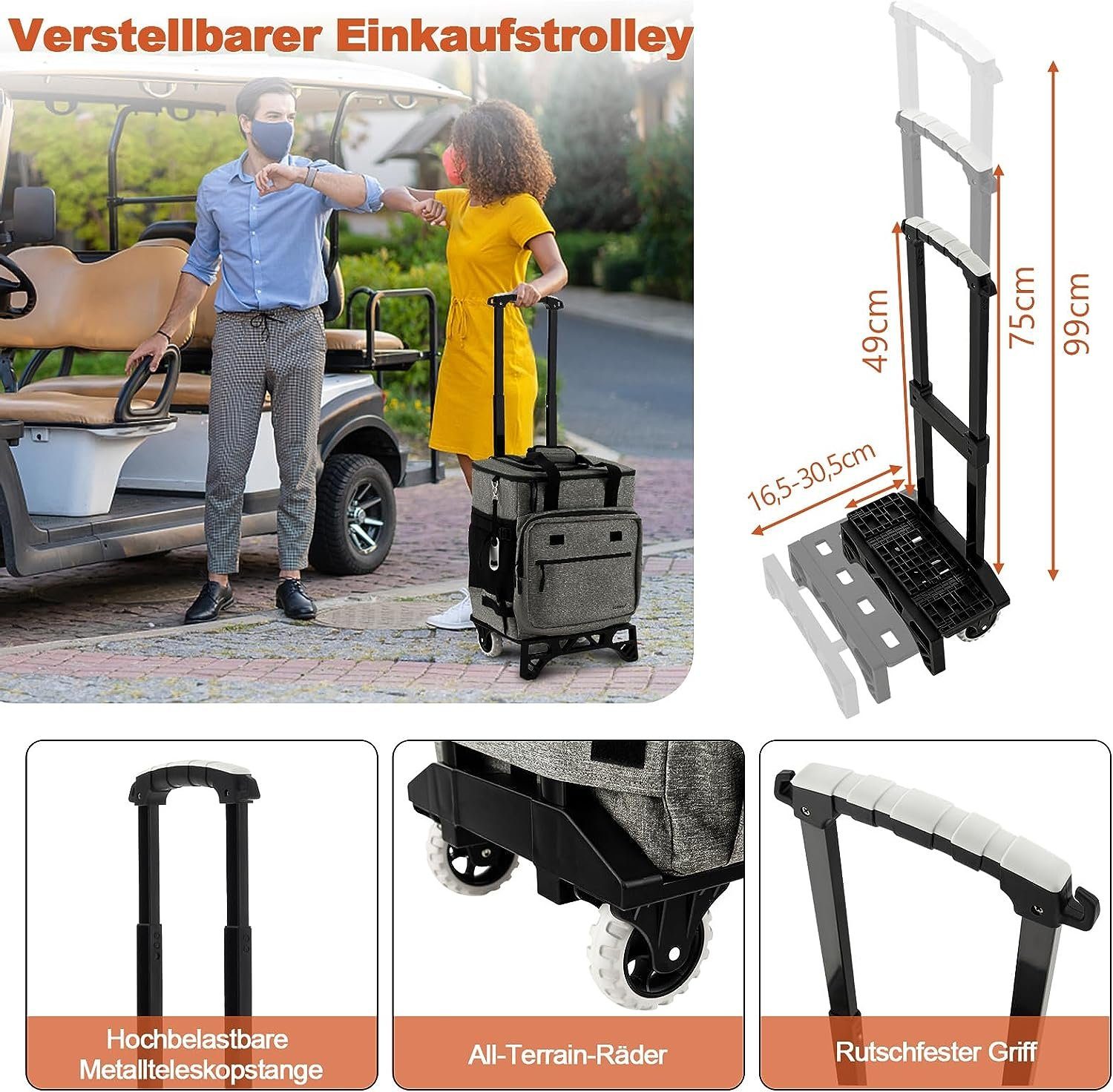 KOMFOTTEU Kühltasche 40L Isolierbeutel, mit Rädern & Griff