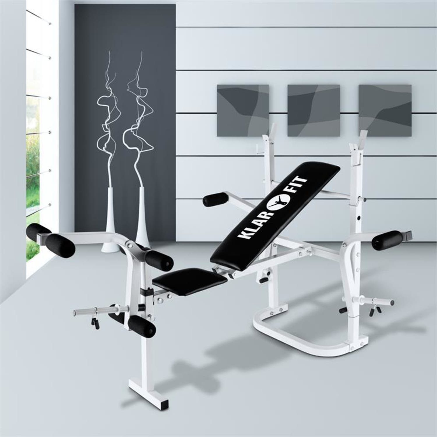 KLARFIT Trainingsbank Workout Hero, (Set, Set), klappbare Hantelbank verstellbar Langhantel Kurzhantel Bank Fitness