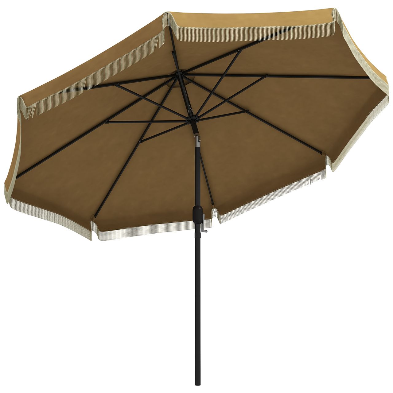 Outsunny Sonnenschirm, Terrassenschirm, neigbarer Strandschirm für Garten Khaki