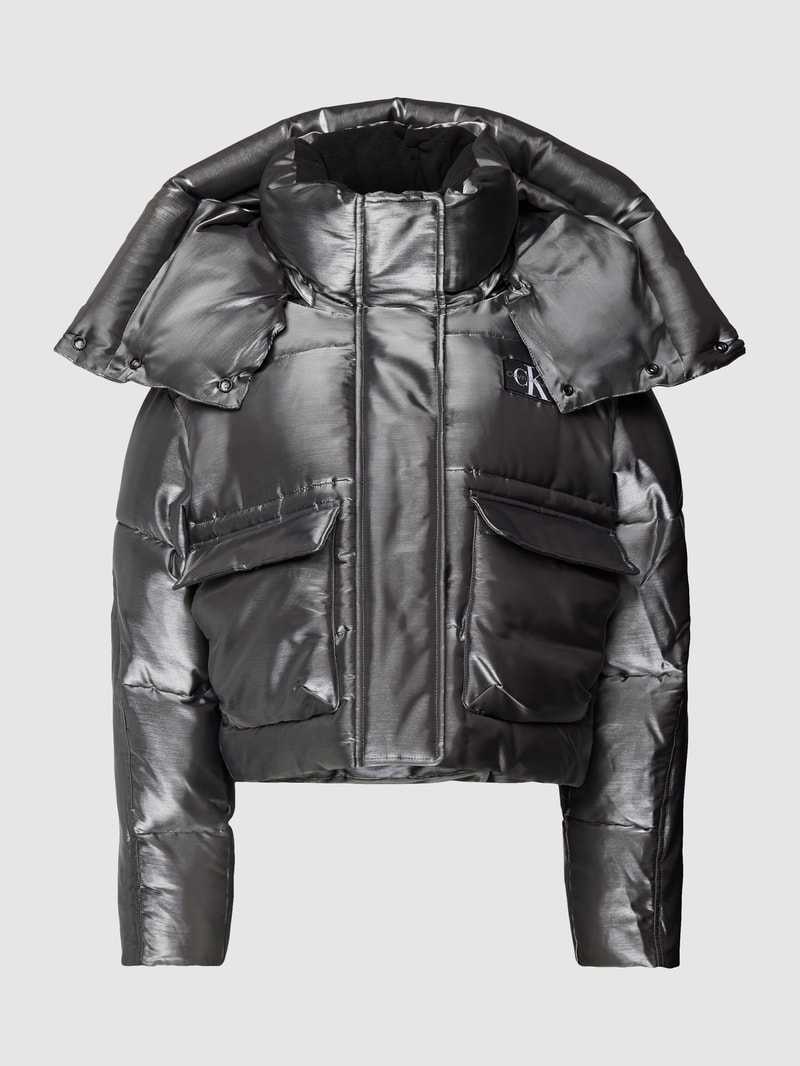 Steppjacke mit Label-Detail Modell 'LIQUID METAL' in silber