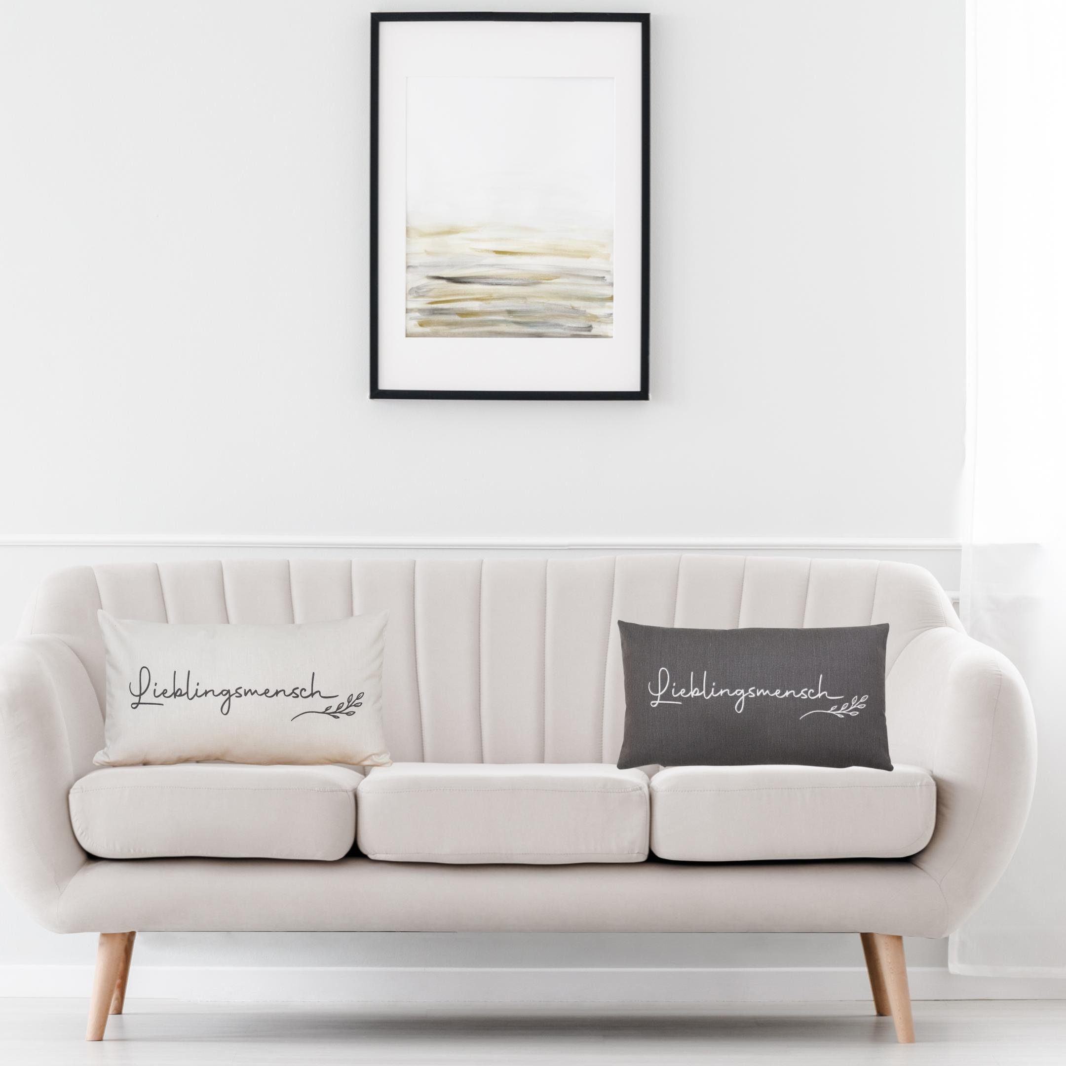 Bada Bing Dekokissen Kissen Lieblingsmensch Sofakissen Zierkissen 30 x 50 cm, Kissen mit Füllung, Weiß
