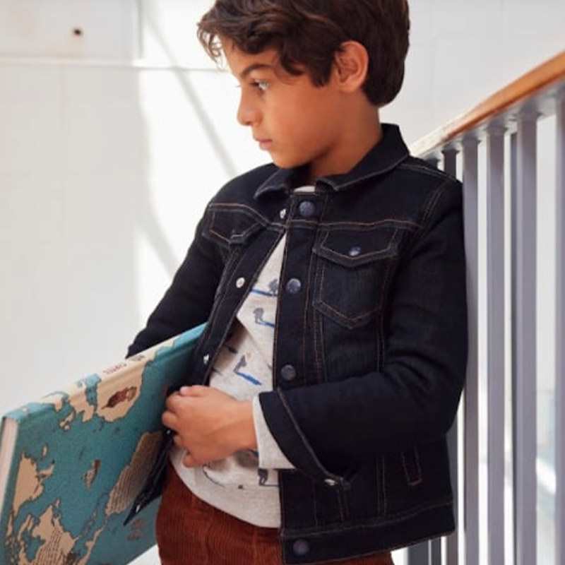 Veste en jean garçon intérieur vichy Catimini
